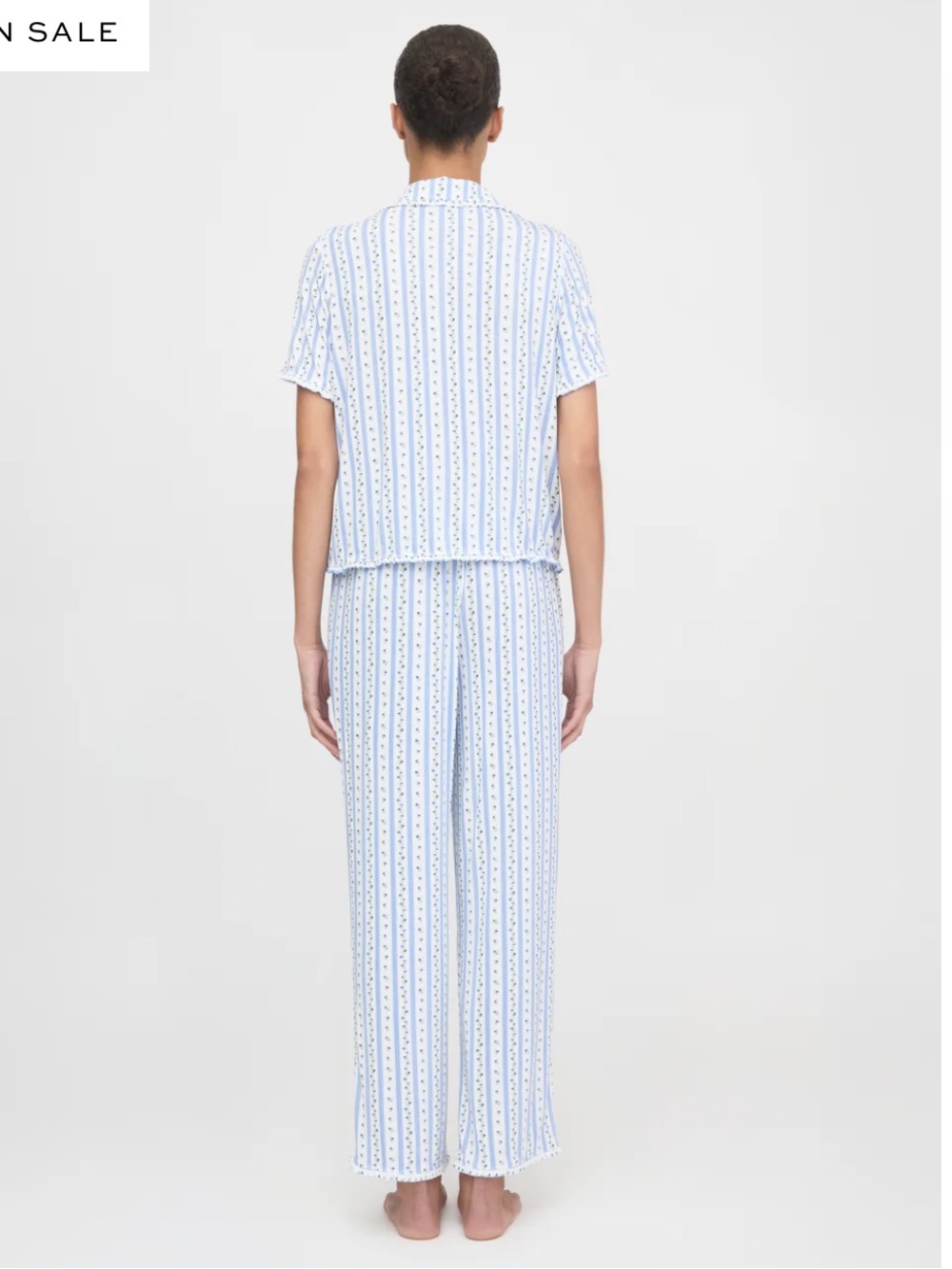 Hill House Home The Marina Pajama Set in Blue Petal Stripe Size XL - Picture 3 of 5